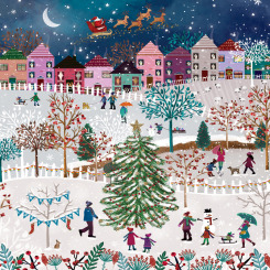 Ice skating winter scene charity Christmas card front