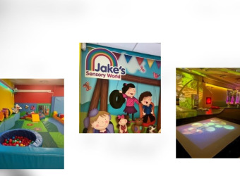 A series of five images showing some of the activities available at Jake's Soft Play Centre.