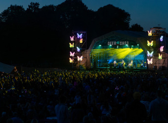 Night shot of the stage at Deer Shed Festival