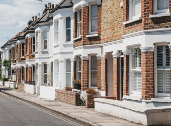 A street of old refurbished terraced houses