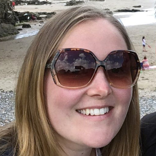 A woman in sunglasses standing on a beach